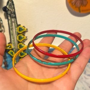 80s primary colors metal bangles set